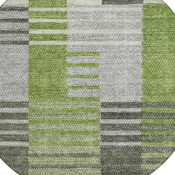 Homeroots 3' Brown Gold Taupe Striped Washable Area Rug - Perfect For Indoor And Outdoor Spaces, Durable Design 8' Round Polyester 581697