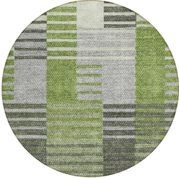 Homeroots 3' Brown Gold Taupe Striped Washable Area Rug - Perfect For Indoor And Outdoor Spaces, Durable Design 8' Round Polyester 581697