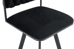 English Elm 7-piece Rectangular Dining Set Faux Marble Velvet Chairs Modern Apartment Table Black,Wood W3875S00130