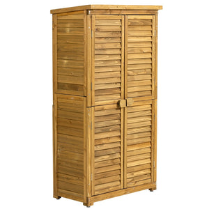 English Elm Outdoor Fir Wood Vertical Storage Shed with Lockable Door and Waterproof Sloped Roof W1422P233383