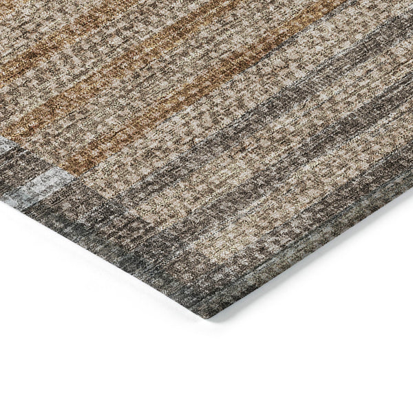 Homeroots 3' Brown Gold Taupe Striped Washable Area Rug - Perfect For Indoor And Outdoor Spaces, Durable Design 3' X 5' Polyester 581701