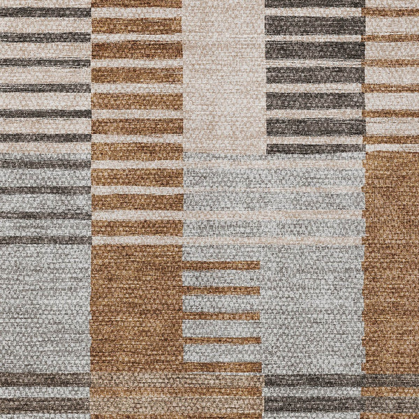 Homeroots 3' Brown Gold Taupe Striped Washable Area Rug - Perfect For Indoor And Outdoor Spaces, Durable Design 5' X 8' Polyester 581702