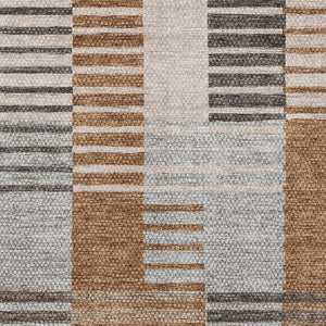 Homeroots 3' Brown Gold Taupe Striped Washable Area Rug - Perfect For Indoor And Outdoor Spaces, Durable Design 8' X 10' Polyester 581704