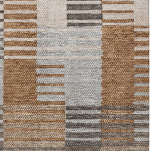 Homeroots 3' Brown Gold Taupe Striped Washable Area Rug - Perfect For Indoor And Outdoor Spaces, Durable Design 9' X 12' Polyester 581705