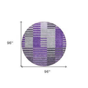 Homeroots 3' Brown Gold Taupe Striped Washable Area Rug - Perfect For Indoor And Outdoor Spaces, Durable Design 8' Round Polyester 581709