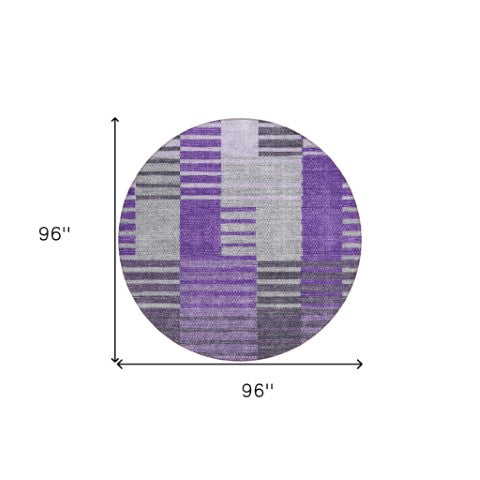 Homeroots 3' Brown Gold Taupe Striped Washable Area Rug - Perfect For Indoor And Outdoor Spaces, Durable Design 8' Round Polyester 581709