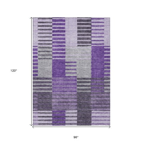 Homeroots 3' Brown Gold Taupe Striped Washable Area Rug - Perfect For Indoor And Outdoor Spaces, Durable Design 8' X 10' Polyester 581710