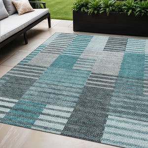 Homeroots 3' Brown Gold Taupe Striped Washable Area Rug - Perfect For Indoor And Outdoor Spaces, Durable Design 5' X 8' Polyester 581714