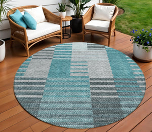 Homeroots 3' Brown Gold Taupe Striped Washable Area Rug - Perfect For Indoor And Outdoor Spaces, Durable Design 8' Round Polyester 581715