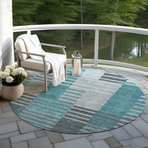 Homeroots 3' Brown Gold Taupe Striped Washable Area Rug - Perfect For Indoor And Outdoor Spaces, Durable Design 8' Round Polyester 581715