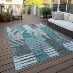 Homeroots 3' Brown Gold Taupe Striped Washable Area Rug - Perfect For Indoor And Outdoor Spaces, Durable Design 10' X 14' Polyester 581718