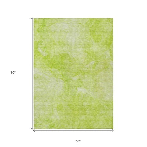 Homeroots 3' Nautical Washable Area Rug In Artichoke And Lime Green - Perfect For Indoor & Outdoor Spaces! 3' X 5' Polyester 581719