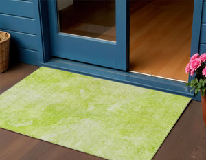 Homeroots 3' Nautical Washable Area Rug In Artichoke And Lime Green - Perfect For Indoor & Outdoor Spaces! 3' X 5' Polyester 581719