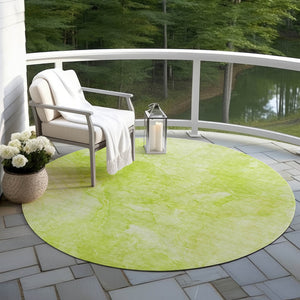 Homeroots 3' Nautical Washable Area Rug In Artichoke And Lime Green - Perfect For Indoor & Outdoor Spaces! 8' Round Polyester 581721
