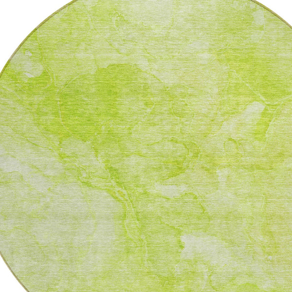 Homeroots 3' Nautical Washable Area Rug In Artichoke And Lime Green - Perfect For Indoor & Outdoor Spaces! 8' Round Polyester 581721