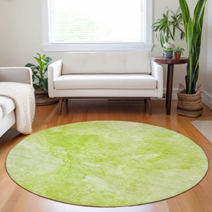 Homeroots 3' Nautical Washable Area Rug In Artichoke And Lime Green - Perfect For Indoor & Outdoor Spaces! 8' Round Polyester 581721