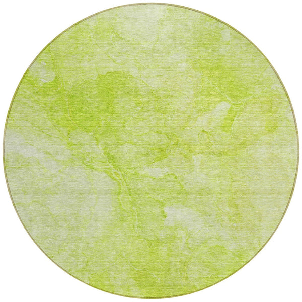 Homeroots 3' Nautical Washable Area Rug In Artichoke And Lime Green - Perfect For Indoor & Outdoor Spaces! 8' Round Polyester 581721