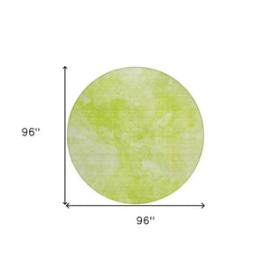 Homeroots 3' Nautical Washable Area Rug In Artichoke And Lime Green - Perfect For Indoor & Outdoor Spaces! 8' Round Polyester 581721