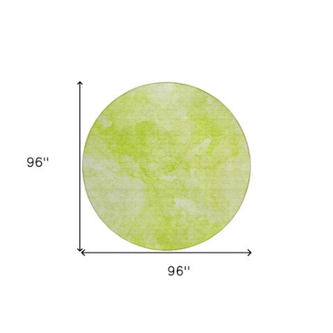 Homeroots 3' Nautical Washable Area Rug In Artichoke And Lime Green - Perfect For Indoor & Outdoor Spaces! 8' Round Polyester 581721