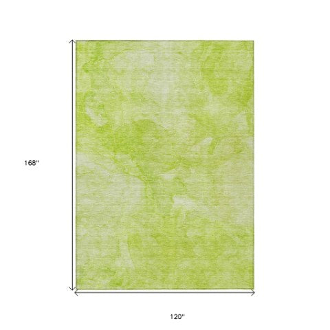 Homeroots 3' Nautical Washable Area Rug In Artichoke And Lime Green - Perfect For Indoor & Outdoor Spaces! 10' X 14' Polyester 581724