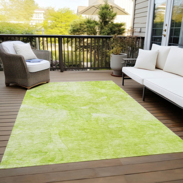 Homeroots 3' Nautical Washable Area Rug In Artichoke And Lime Green - Perfect For Indoor & Outdoor Spaces! 10' X 14' Polyester 581724