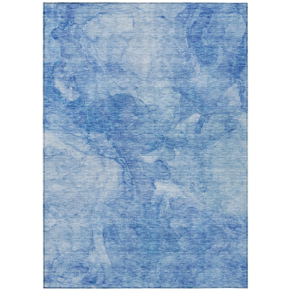 HomeRoots 5' Nautical-Inspired Area Rug in Denim and Sky Blue – Durable, Washable, Indoor/Outdoor Charm! 5' X 8' 581726