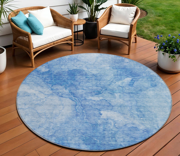 Homeroots 3' Nautical Washable Area Rug In Artichoke And Lime Green - Perfect For Indoor & Outdoor Spaces! 8' Round Polyester 581727