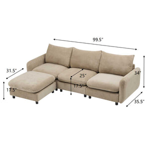 English Elm Christopher Knight Home® - 99 In. L Shaped Modular Velvet Sectional Sofa Set With Ottoman - Stylish Comfort For Any Space N773IS00004N