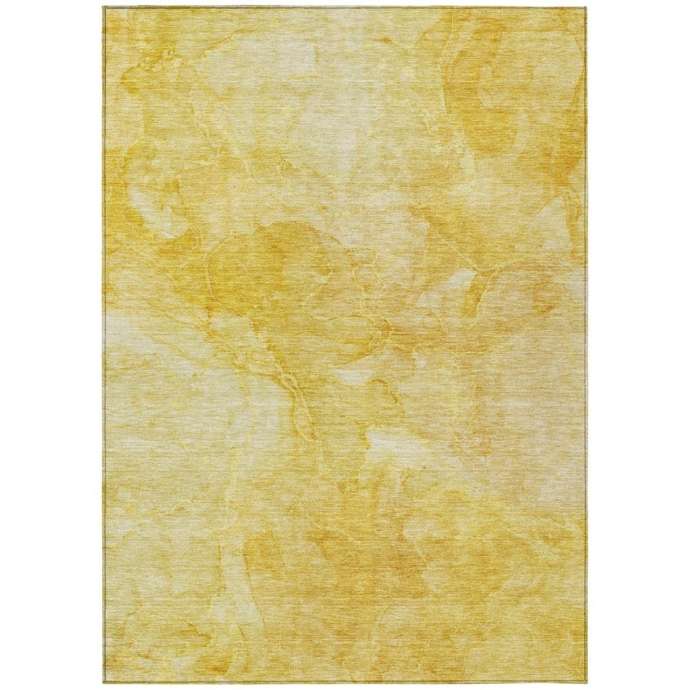 HomeRoots 5' Nautical Washable Rug in Gold and Yellow – Stylish Indoor/Outdoor Décor for Any Space 5' X 8' 581732
