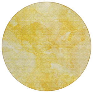 HomeRoots 5' Nautical Washable Rug in Gold and Yellow – Stylish Indoor/Outdoor Décor for Any Space 8' Round 581733