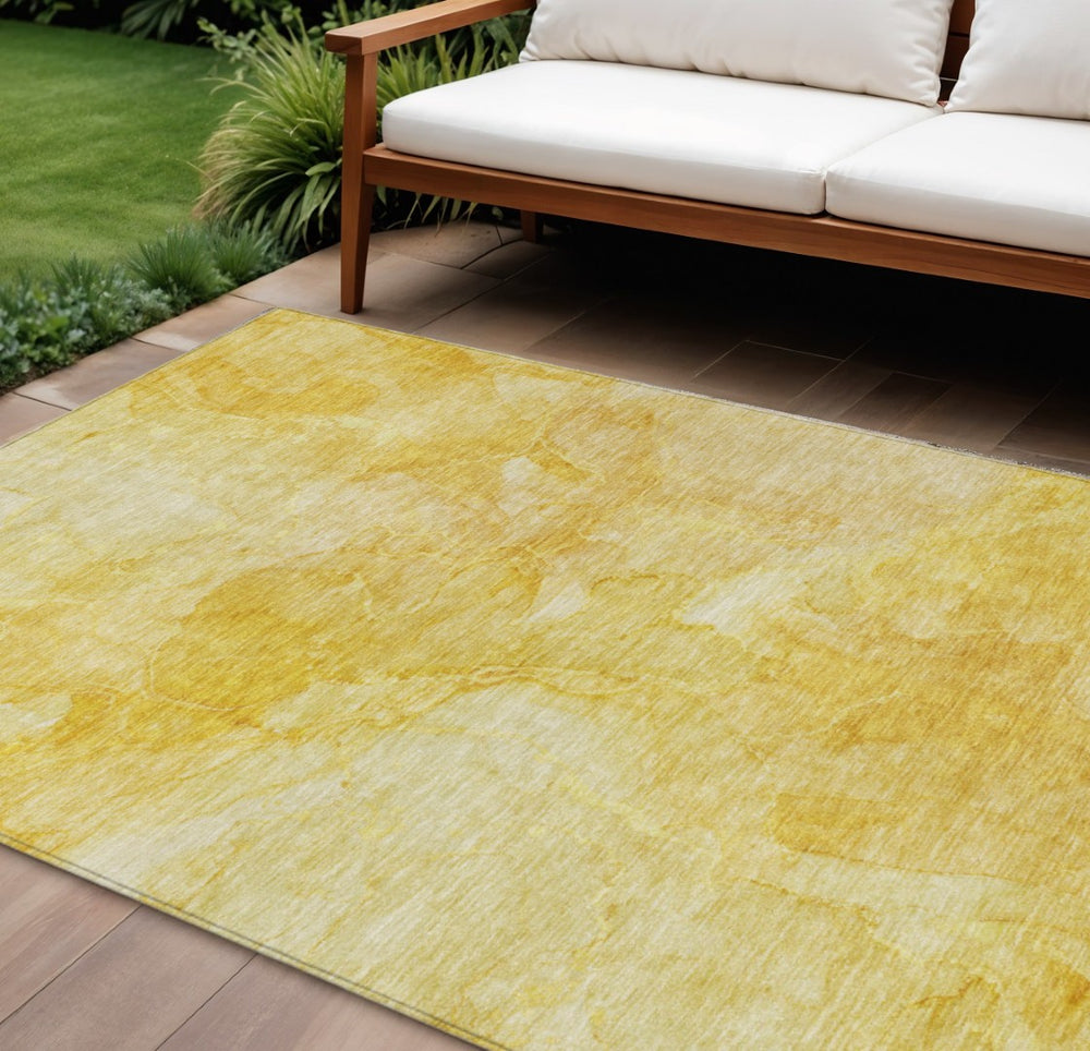 HomeRoots 9' Nautical Area Rug in Gold and Yellow – Durable, Washable Design for Indoor and Outdoor Spaces 9' X 12' 581735