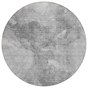 HomeRoots 5' Nautical Gray Silver and Charcoal Area Rug – Washable, Durable, Perfect for Indoor and Outdoor Use 8' Round 581739