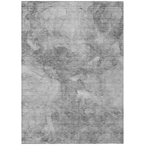 HomeRoots 9' Nautical Washable Indoor Outdoor Area Rug in Gray Silver and Charcoal - Durable, Stylish, Easy-Care 9' X 12' 581741