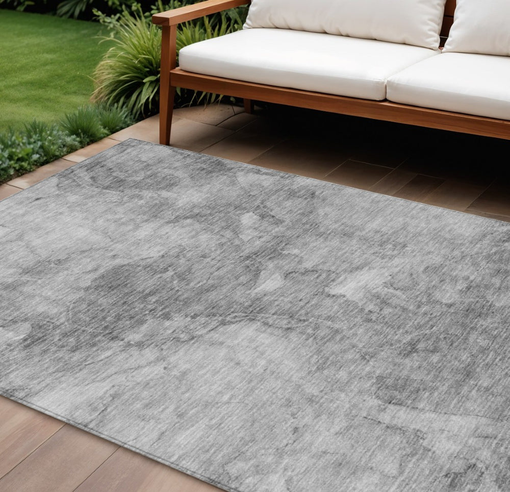 HomeRoots 5' Nautical Gray Silver and Charcoal Area Rug – Washable, Durable, Perfect for Indoor and Outdoor Use 10' X 14' 581742