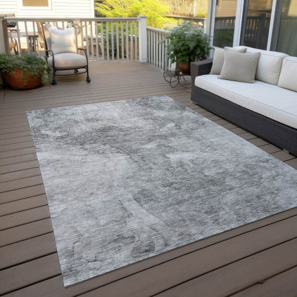 HomeRoots 5' Nautical Gray Silver and Charcoal Area Rug – Washable, Durable, Perfect for Indoor and Outdoor Use 10' X 14' 581742