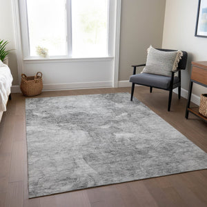 HomeRoots 5' Nautical Gray Silver and Charcoal Area Rug – Washable, Durable, Perfect for Indoor and Outdoor Use 10' X 14' 581742