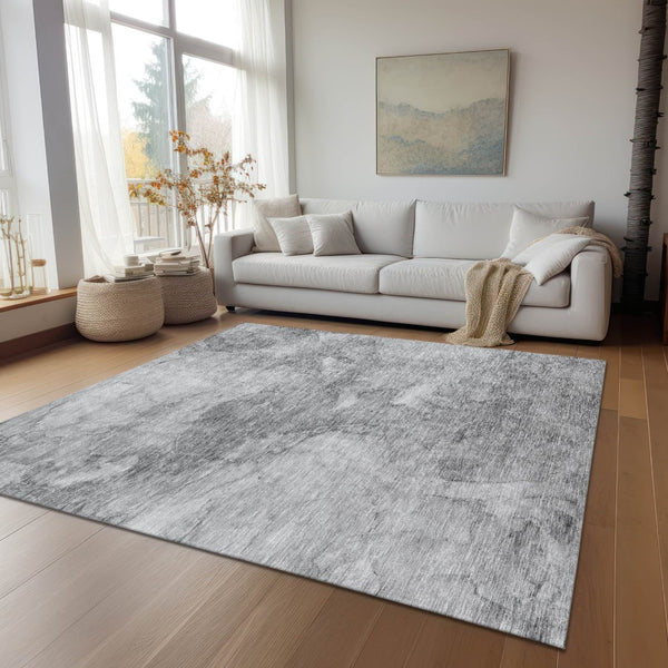 HomeRoots 5' Nautical Gray Silver and Charcoal Area Rug – Washable, Durable, Perfect for Indoor and Outdoor Use 10' X 14' 581742