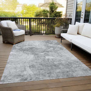 HomeRoots 5' Nautical Gray Silver and Charcoal Area Rug – Washable, Durable, Perfect for Indoor and Outdoor Use 10' X 14' 581742