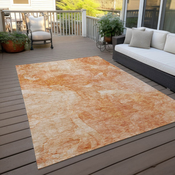 HomeRoots 9' Nautical Indoor Outdoor Area Rug in Salmon Peach and Ivory – Durable, Washable, Coastal Charm 9' X 12' 581747