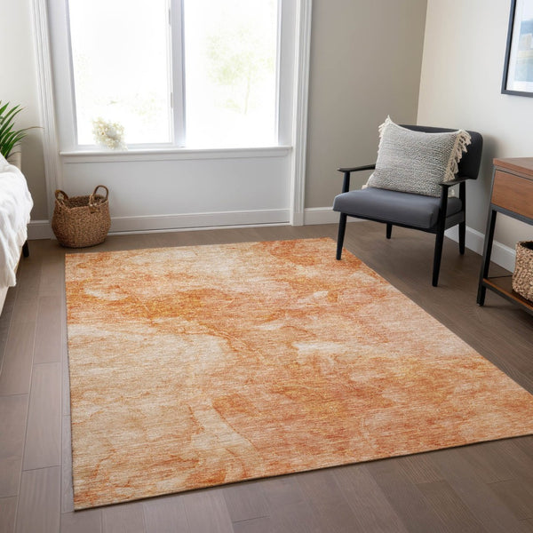 HomeRoots 9' Nautical Indoor Outdoor Area Rug in Salmon Peach and Ivory – Durable, Washable, Coastal Charm 9' X 12' 581747