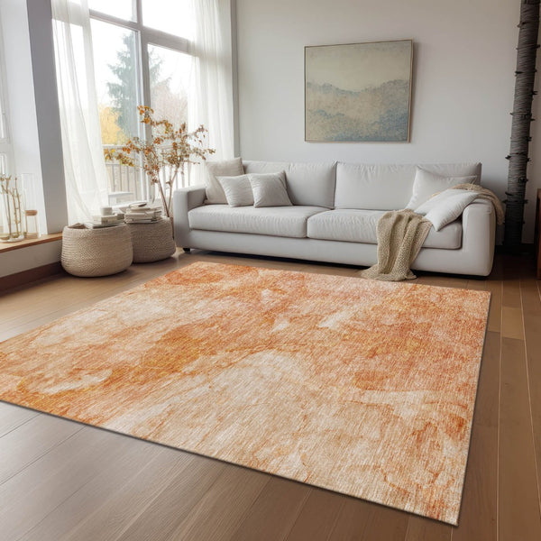 HomeRoots 9' Nautical Indoor Outdoor Area Rug in Salmon Peach and Ivory – Durable, Washable, Coastal Charm 9' X 12' 581747