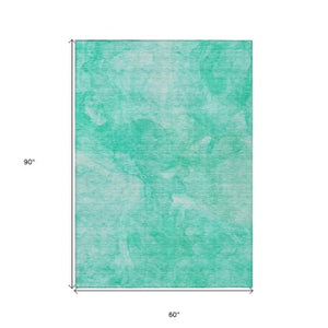 Homeroots 3' Nautical Washable Area Rug In Artichoke And Lime Green - Perfect For Indoor & Outdoor Spaces! 5' X 8' Polyester 581750