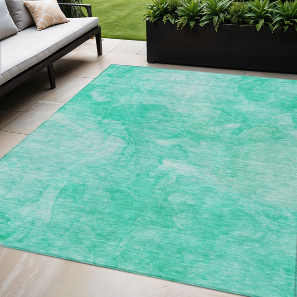 Homeroots 3' Nautical Washable Area Rug In Artichoke And Lime Green - Perfect For Indoor & Outdoor Spaces! 5' X 8' Polyester 581750