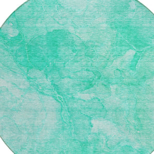 Homeroots 3' Nautical Washable Area Rug In Artichoke And Lime Green - Perfect For Indoor & Outdoor Spaces! 8' Round Polyester 581751