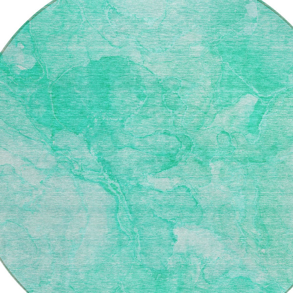 Homeroots 3' Nautical Washable Area Rug In Artichoke And Lime Green - Perfect For Indoor & Outdoor Spaces! 8' Round Polyester 581751