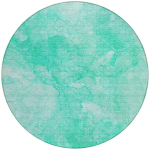 Homeroots 3' Nautical Washable Area Rug In Artichoke And Lime Green - Perfect For Indoor & Outdoor Spaces! 8' Round Polyester 581751