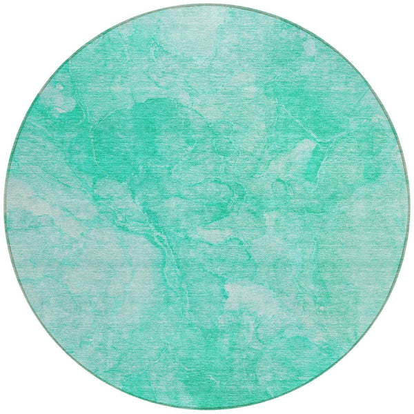 Homeroots 3' Nautical Washable Area Rug In Artichoke And Lime Green - Perfect For Indoor & Outdoor Spaces! 8' Round Polyester 581751