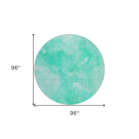 Homeroots 3' Nautical Washable Area Rug In Artichoke And Lime Green - Perfect For Indoor & Outdoor Spaces! 8' Round Polyester 581751