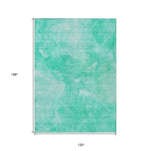 Homeroots 3' Nautical Washable Area Rug In Artichoke And Lime Green - Perfect For Indoor & Outdoor Spaces! 10' X 14' Polyester 581754