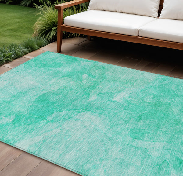 Homeroots 3' Nautical Washable Area Rug In Artichoke And Lime Green - Perfect For Indoor & Outdoor Spaces! 10' X 14' Polyester 581754